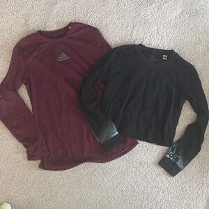 Adidas Maroon and Black Long Sleeve Duo